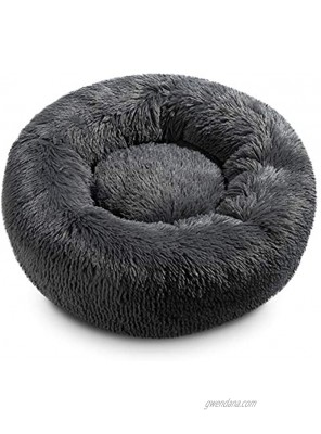 Hollypet Self-Warming Donut Pet Bed Luxury Cozy Nest Sleeping Bed Round Faux Fur Bed for Cats and Small Medium Dogs