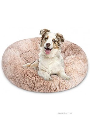 JOEJOY Calming Dog Bed Donut Cuddler 16 20 23 30inch Round Pet Cat Bed Faux Fur Anti-Anxiety Machine Washable Fluffy Orthopedic Puppy Bed Muti-Color for Small Medium Dogs and Cats