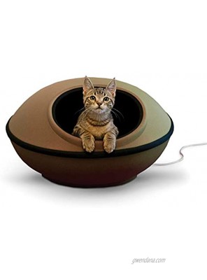 K&H PET PRODUCTS Thermo-Mod Dream Pod Heated Pet Bed 22 Inches Tan Black