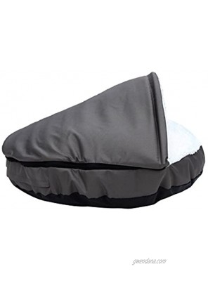 long rich Durable Oxford to Sherpa Pet Cave and Round Pet Bed 25" with Removable top and Insert by Happycare Textiles
