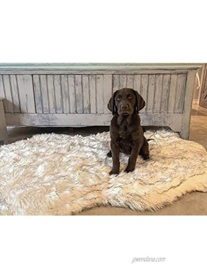 Luxury Faux Fur Orthopedic Dog Bed Memory Foam Dog Bed​ for​ Small Medium Large and XL Pets Fluffy Pup Rug with Waterproof ​and ​Washable Soft Cover Bone White