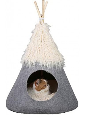 PetnPurr Pet Teepee Tent with Super Plushy Self-Warming Cushion Cozy Private Cat Cave Small Dog Bed and Puppy House