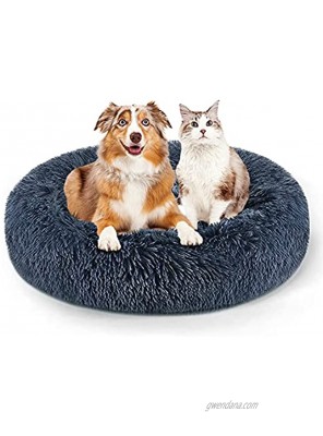Purefun Calming Dog Bed Cat Bed Comfortable Donut Cuddler Round Dog Bed,Anti-Anxiety Plush Fluffy Pet Bed,Ultra Soft Washable Dog and Cat Cushion Bed 24 32 36