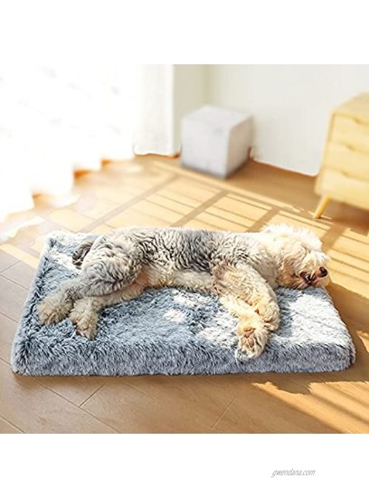 Rainlin Foam Dog Bed Anti-Slip Dog Cuddler Machine Dog Bed with Removable Washable Cover Comfortable Bed for Cat & Dog Crate pad（Grey Large
