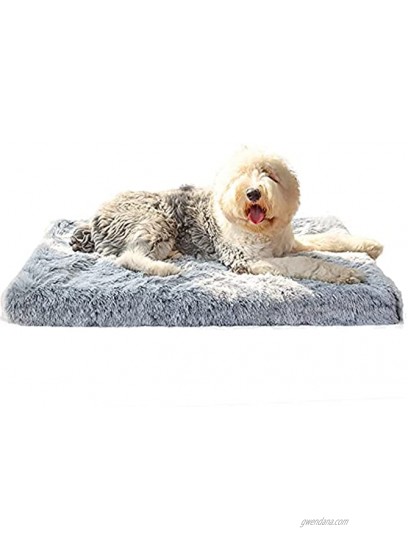 Rainlin Foam Dog Bed Anti-Slip Dog Cuddler Machine Dog Bed with Removable Washable Cover Comfortable Bed for Cat & Dog Crate pad（Grey Large