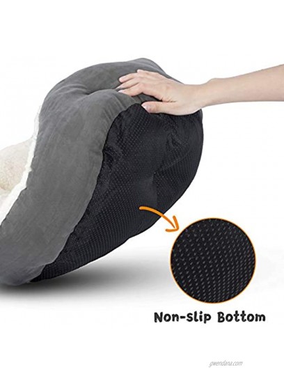 SHU UFANRO Small Dog Bed Cat Bed for Indoor Cats Puppy Beds for Small Dogs Washable Anti-Slip Bottom Flannel Grey Cat Beds 20 Inch