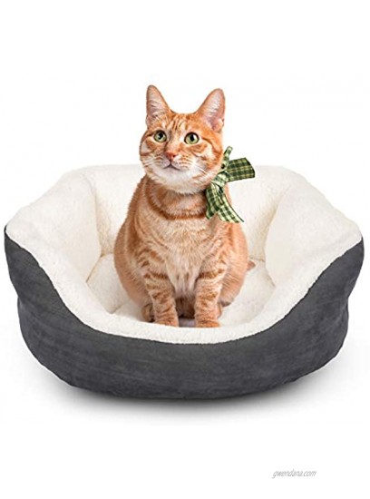 SHU UFANRO Small Dog Bed Cat Bed for Indoor Cats Puppy Beds for Small Dogs Washable Anti-Slip Bottom Flannel Grey Cat Beds 20 Inch