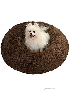 SlowTon Calming Dog Bed Donut Dog Cuddler Bed Ultra Soft Fluffy Faux Fur Plush Round Anti-Anxiety Dog Cat Cushion Bed with Cozy Non-Slip Bottom for Large Medium Small Dogs Machine Washable