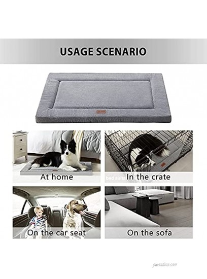 Western Home Dog Bed for Crate High Resilience Foam Dog Crate Mat Kennel Pad with Soft Wavy Plush Anti-Slip Washable Mattress for Large Medium Small Dogs & Cats