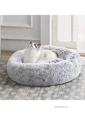 Western Home Faux Fur Dog Bed & Cat Bed Original Calming Dog Bed for Small Medium Pet Anti Anxiety Donut Cuddler Round Warm Bed for Dogs with Fluffy Comfy Plush Kennel Cushion20,24,27