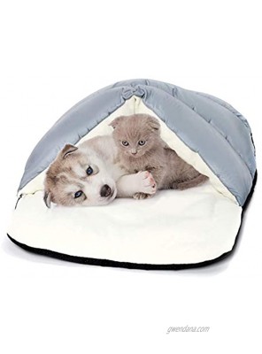 Yunnarl Pet House Cave Bed for Small Medium Dog Cat Ultra Soft Polar Fleece Dog Bed Waterproof Surface Bottom -25x 20 Inches Washable Dog Bed Cat Bed Gray