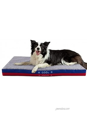Fienveorn Dog Bed Waterproof,Warm & Cool Sides Massage Function with 3 Inches Egg Crate Foam,with Removable Washable Cover,Firm Support Pet Bed Mat,30×19×3 inches