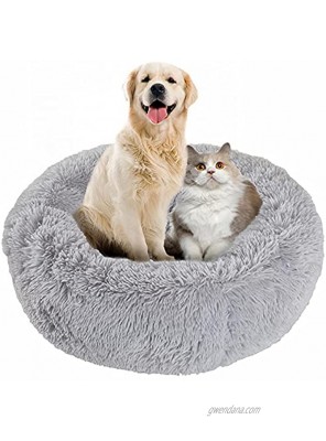 Fienveorn Pet Dog Bed for Large Medium Small Dogs Cat,Pet Cuddler Round Plush Bed Made from Ultra-Comfortable Faux Fur with an Anti-Slip Bottom Machine Washable,30 inch