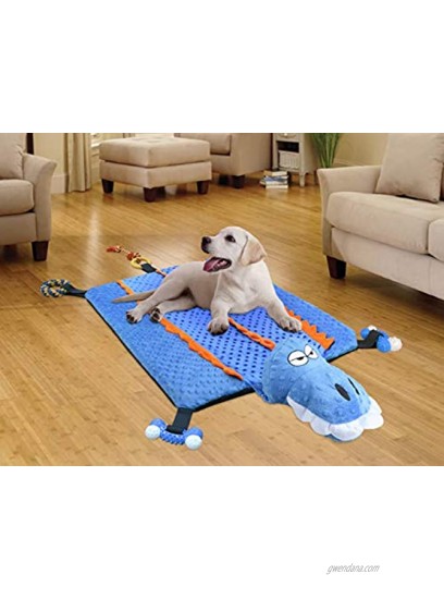 Idepet Dog Play Mat,Puppy Toy Mat with Chew Toys Multiple Dog Puzzle Interactive Toy Pet Playing Mat for Small Medium Dogs Cats,All-in-One Crocodile