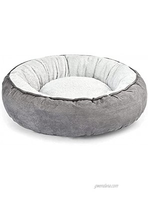JIAYUAN Washable Dog Bed Calming Cat Bed Donut Fluffy Pet Bed Waterproof for Small Large Medium Dogs and Cats Round Anti-Slip Grey