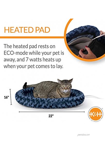 K&H Pet Products Thermo-Kitty Fashion Splash Heated Cat Bed With Orthopedic Foam Base and Over-Stuffed Bolsters Machine Washable Multiple Sizes Multiple Colors