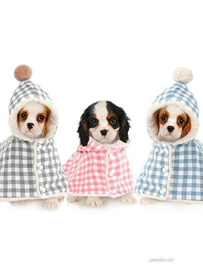 Kuoser Dog Cat Cotton Blanket with Hat Washable Pet Fluffy Cloak Cute Plaid Clothing for Small Medium Puppy Warm & Soft Dog Sleep Mat Towel Green M