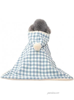 Kuoser Dog Cat Cotton Blanket with Hat Washable Pet Fluffy Cloak Cute Plaid Clothing for Small Medium Puppy Warm & Soft Dog Sleep Mat Towel Green M