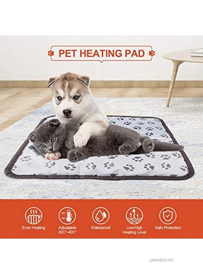 Lucky Monet Pet Heating Pad for Cats Dogs Waterproof Electric Warmer Indoor Adjustable Warming Mat Blanket w Chew Resistant Steel Cord 17.7x17.7 Inch