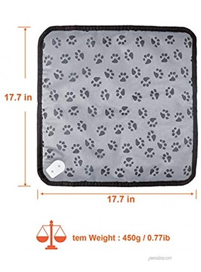Lucky Monet Pet Heating Pad for Cats Dogs Waterproof Electric Warmer Indoor Adjustable Warming Mat Blanket w Chew Resistant Steel Cord 17.7x17.7 Inch