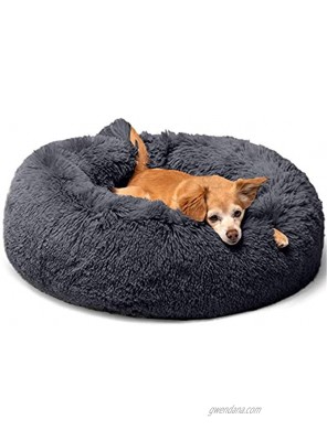 MIEMIE Dog Cat Bed Plush Calming Donut Pet Bed for Small Dogs Fluffy Cozy Self-Warming Improved Sleep Pet Cushion Beds Anti-Slip Machine Washable