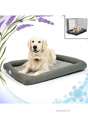 PetFusion Lavender-Infused Dog Bed w Cooling | Solid Certi-PUR-US Orthopedic Memory Foam | Anti-Anxiety Crate Mat Calming & Soothing | All-Season Temperature Control Cooling Mat | 1 Year Warr.