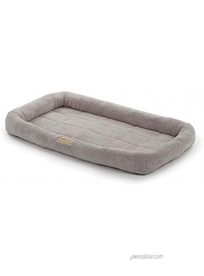 PoochPlanet LuxuLounger Crate Mat Dog Bed Cushioned Durable Plush Soft Textured Bolstered Gray Medium 28.5x18