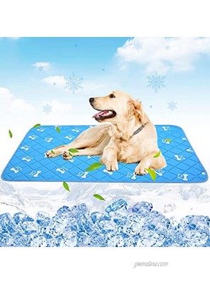 PUPTECK Anti-Slip Dog Self Cooling Mat Ice Silk Large Cooling Pad for Dogs in Summer Super Absorbent Washable Dog Pee Pad Blue Bottom Waterproof Protection Floor