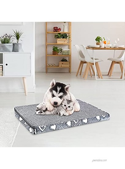VANKEAN Dog Crate Mat ReversibleCool & Soft, Stylish Pet Bed Mattress for Dogs Water Proof Linings Removable Machine Washable Cover Firm Support Pet Pad for Small to XX-Large Dogs, Light Grey