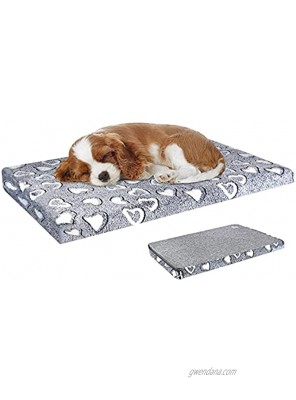 VANKEAN Dog Crate Mat ReversibleCool & Soft, Stylish Pet Bed Mattress for Dogs Water Proof Linings Removable Machine Washable Cover Firm Support Pet Pad for Small to XX-Large Dogs, Light Grey