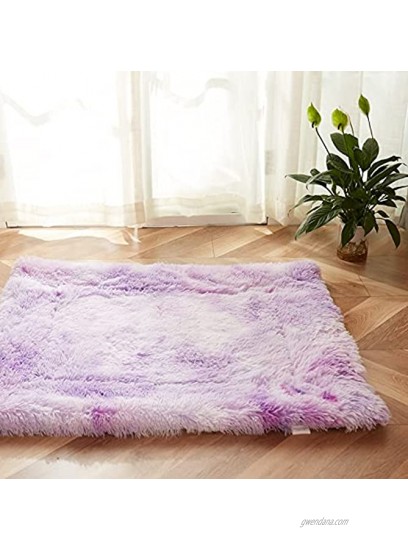 WERDIM Dog Cat Bed Mats Soft Crate Pad Blanket Plush Fluffy Self-Warming Pet Nest Bed for Small Medium Large Dogs and Cats Tie Dye Purple 20 x 24
