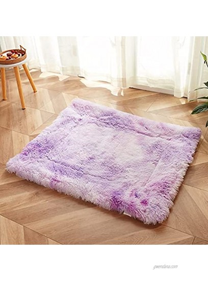 WERDIM Dog Cat Bed Mats Soft Crate Pad Blanket Plush Fluffy Self-Warming Pet Nest Bed for Small Medium Large Dogs and Cats Tie Dye Purple 20 x 24