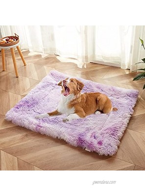 WERDIM Dog Cat Bed Mats Soft Crate Pad Blanket Plush Fluffy Self-Warming Pet Nest Bed for Small Medium Large Dogs and Cats Tie Dye Purple 20" x 24"