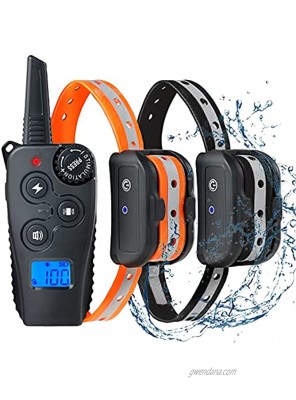 CNHUALAI Dog Training Collar for 2 Dogs Rainproof Training Collar Shock Collar Dogs with Remote 2 Receivers Rechargeable 3 Modes Beep Vibration Shock Waterproof 1~100 Levels Dog Training Set for Dog