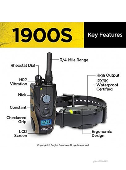 Dogtra 1900S Series: Remote Dog Training E-Collar Waterproof Rechargeable 3 4-Mile Range High-Output
