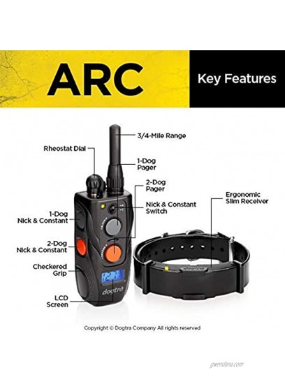 Dogtra ARC Slim Ergonomic 3 4-Mile Remote Dog Training E-Collar with 127-Level Precise Control via LCD Screen