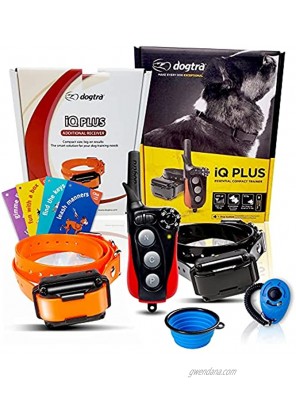 Dogtra IQ Plus Waterproof Dog Training Collar Plus Additional Receiver Collar 400 Yard Range Rechargeable Water-Resistant Remote Plus 1 iClick Training Card Jestik Click Trainer Value Bundle