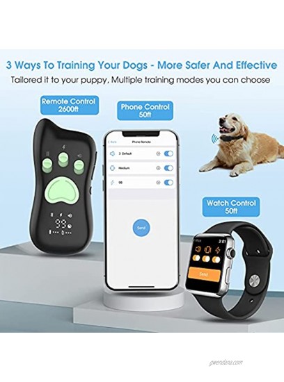 Dr.Trainer Dog Training Collar with Remote Quick Charge IPX7 Waterproof Shock Collar with APP & Watch Control Free Combination Mode with Custom Sound Vibration Shock 2600FT Remote Range