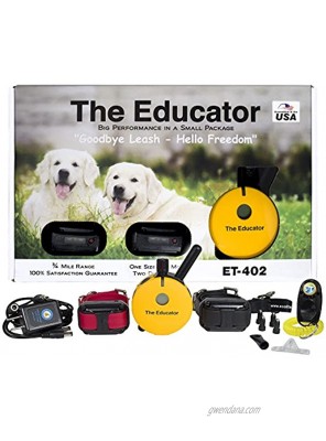 Educator Bundle of 2 Items E-Collar ET-402-3 4 Mile Wireless Rechargeable Remote Waterproof Trainer Static Vibration and Sound Stimulation Collar with PetsTEK Dog Training Clicker