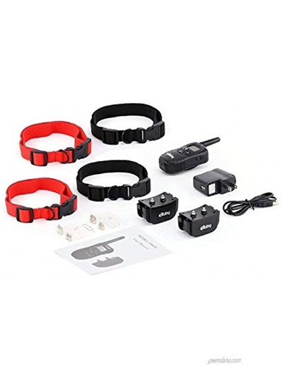 Exuby Dual Shock Collar for Small Dogs -1 Remote 2 Receivers and 4 Straps Multi Modes Great for Discipline and Training Two Dogs at The Same Time Rechargeable Batteries