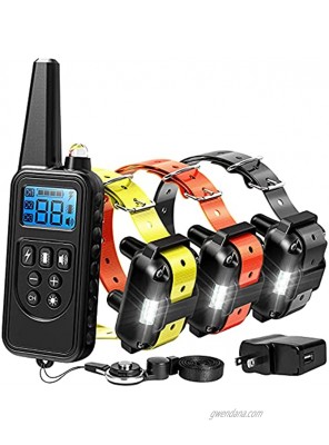 F-color Dog Training Collar Range 2600ft Dog Shock Collar with Remote Rechargeable Waterproof with 4 Modes Light Beep Vibration Shock Collar for Medium Large Dogs Breed 3 Pack