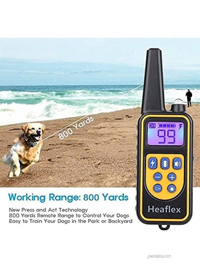 Heaflex 800 Yard Range Waterproof Dog Training Collar with Remote Electronic Dog Collar for Small Medium and Large Dog with 4 Training Modes Light Static Shock Vibration Beep Shock Collar for Dogs