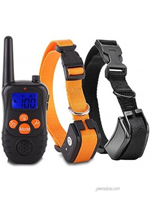 igingko Dog Training Collar 1000ft Range No Harm Pet Shock Collar with Remote Set Waterproof Rechargeable for Small Medium Large Dogs Built in Beep Vibration and Shock Modes for 2 Dog Orange