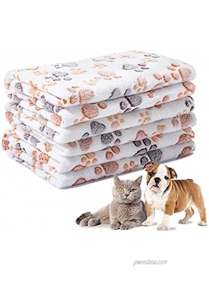 1 Pack 3 Dog Puppy Blanket Medium Warm Soft Fleece Pet Cat Throw Blankets Washable Fluffy Couch Beds Cover Chew Proof Paws White