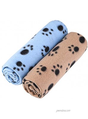 Aodaer Pack of 2 Cute Paw Print Blanket Puppy Dog Blanket Pet Blankets Small Animals Blanket for Small Animals