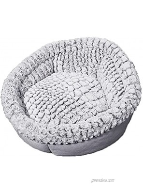 Peswety Cat Bed Small Dog Bed Calming Cuddle Donut Pet Medium Cover Washable Clearance Snuggler Cave Crate Soft Plush Round Velvet Fashion Chew Indoor Outdoor Kitten Puppy19.6in Grey