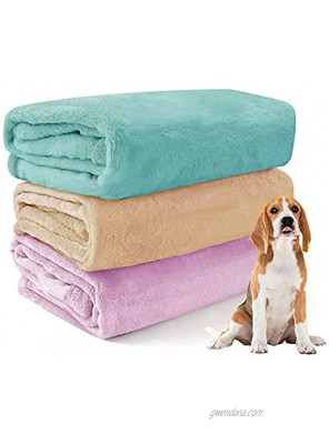 Pet Blankets 3-Pack Super Soft Warm Fluffy Flannel Dog Blanket Fleece Throw for Medium and Small Pets Cat Dog Puppy 32"x39" 3 Solid Colors
