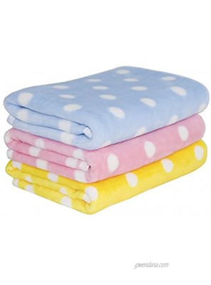Tamu style Puppy Blankets for Small Dogs and Cats 27½ inch x 19½ inch Soft Dog Blanket for Crate,Couch,Car,Bed Pink,Blue,and Yellow 3Pack
