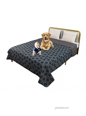 TTLUCKY Waterproof Dog Blanket with Paw Pattern Design Reusable Pet Blanket for Bed Reversible Dog Bed Cover Washable for Kids Pet