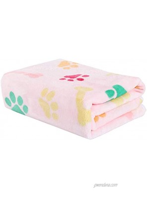 Wipela Pet Soft and Comfortable Fluffy Blanket Lovely Bone Claw Print Pattern Suitable for Dogs & Cats